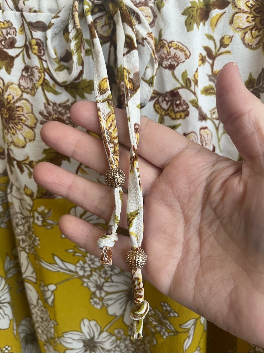 Floral Tiered Maxi Skirt in Mustard and White - Picture 6 of 7